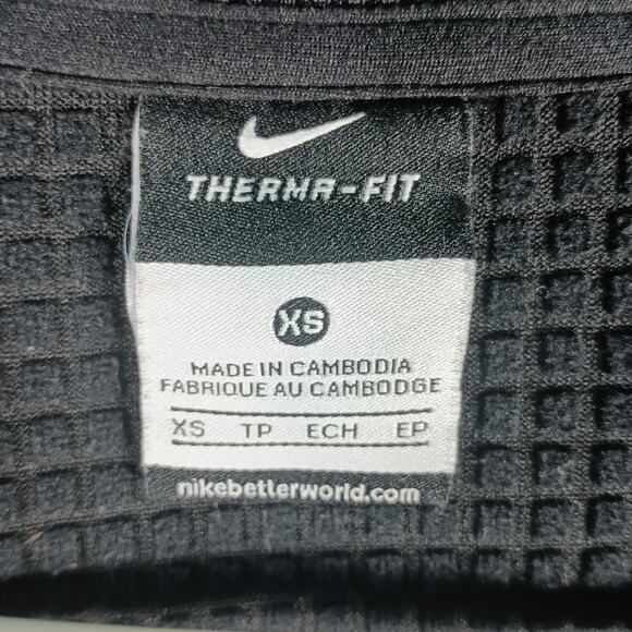 Nike Jacket Womens XS Gray Black Therma-FIT Snap Front Thumbholes Zip Pockets - Picture 2 of 9